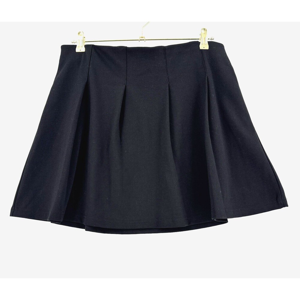 H&M Women’s Size L Black Pleated Mini Skirt High Waist A-Line Skater Stretch Y2K